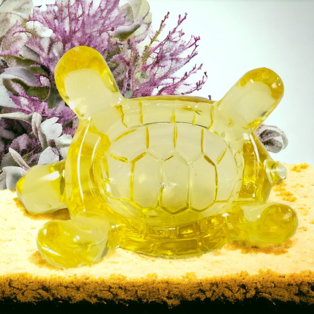 Vintage Yellow Lucite Acrylic Feng Shui Longevity Turtle Tortoise  Figurine - Picture 4 of 9